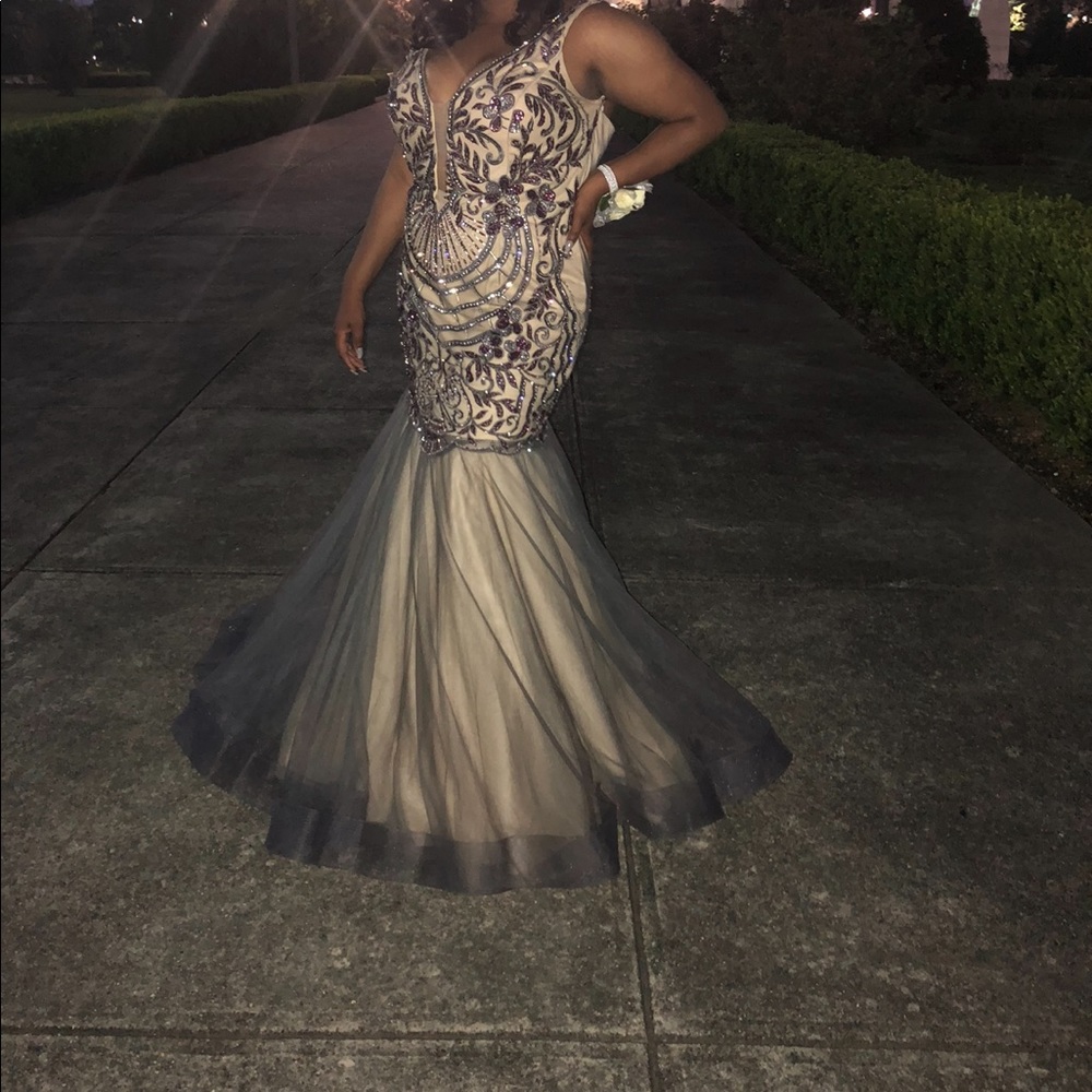 Beautiful beaded floor length prom dress
